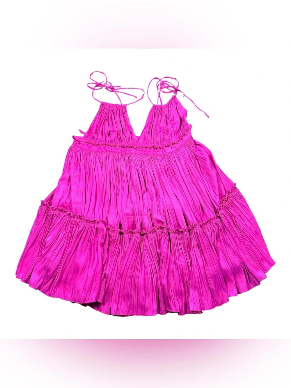 Free People 100 Degrees of Shine Mini Dress Size XS in Magenta